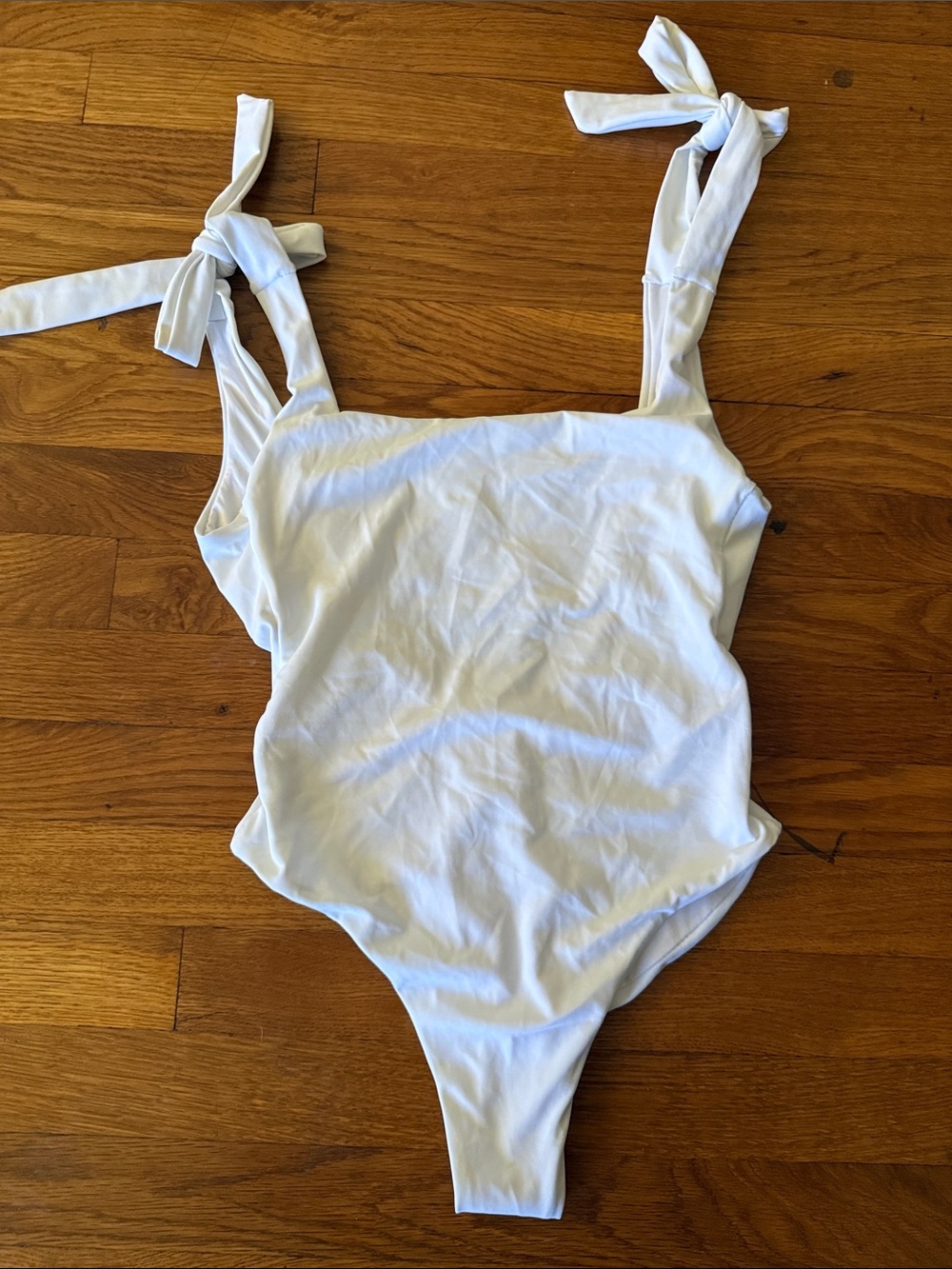 White Tie-Shoulder One-Piece Swimsuit